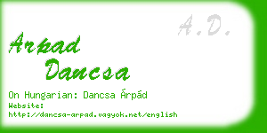 arpad dancsa business card